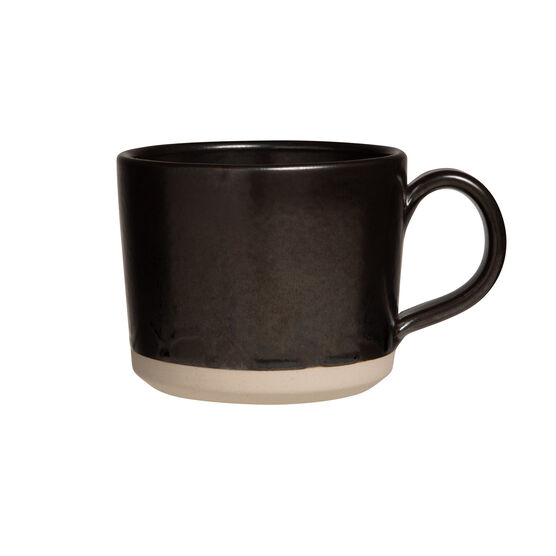 Large black ceramic mug